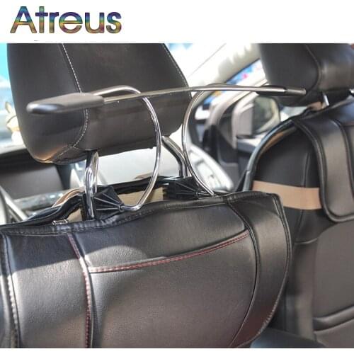 Atreus Car rear seat headrest stainless steel hanger for Citroen C4 C5 Hyundai Solaris I30 Ix35 Creta Ford Fiesta Fusion Opel