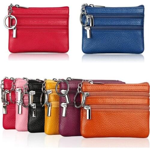 Vintage Women Small Change Soft Mini Bag Men Leather Coin Purse Wallet Clutch Zipper