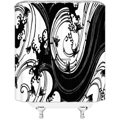 180x200CM Nordic Pictures Polyester Waterproof Black and White Pattern Shower Curtains High Quality Bath Curtain In The Bathroom