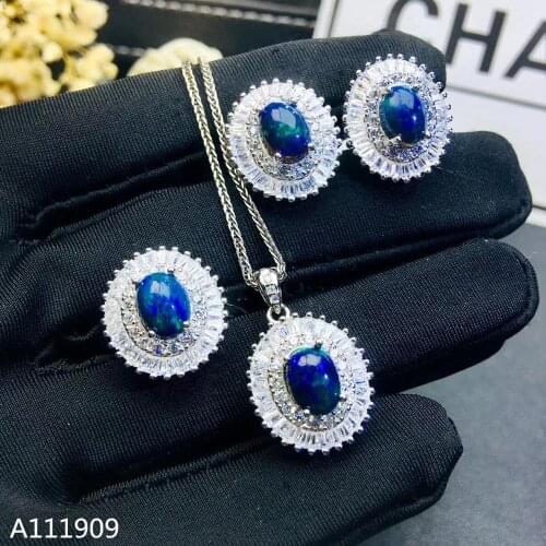 KJJEAXCMY boutique jewelry 925 sterling silver inlaid Natural opal Necklace Ring Earring Female Suit Support detection luxurious
