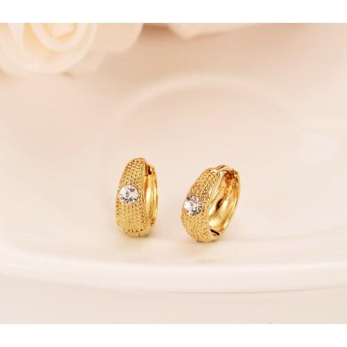 Gold Sudan cz Earrings for Women/Girls Gold Color Arab Jewellery African hoop Earring Wedding cute kids charms party Gifts