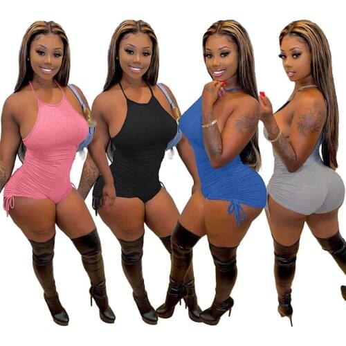 ZKYZWX Summer Clothes for Women Short Rompers Sexy Backless Bodycon Playsuit Bandage Off Shoulder Overalls One Piece Club Outfit