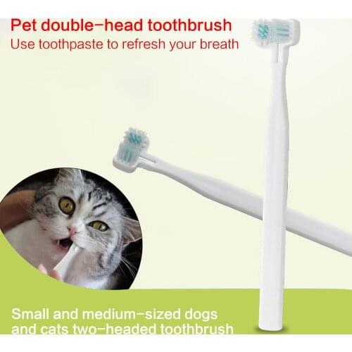 Pet Cat Toothbrush Double Heads Teeth Brushing Multi-angle Cleaning Pet Breath Freshener Oral Care For Dog Cat Dropshipping