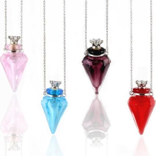 1PCS Murano Glass Perfume Necklace Colorful Cone bottles Aroma vial jewelry Aroma necklace pendant Diffuser Perfume pendant