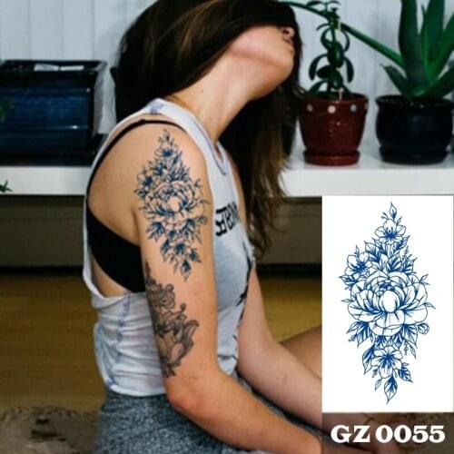 1Pcs Herbal Extracts Juice Tattoos Body Art Waterproof Temporary Tattoo Sticker Peony Flower Arm For Men Women