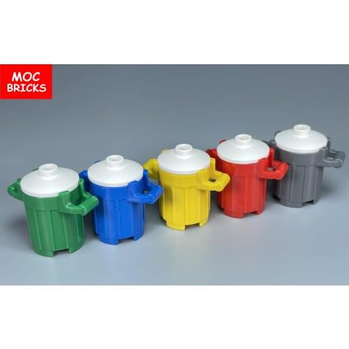 10pcs/lot MOC Bricks DIY Container Trash Can with 4 Cover Holders fit with 92926 Building Blocks figure Assembled Toy kids gifts