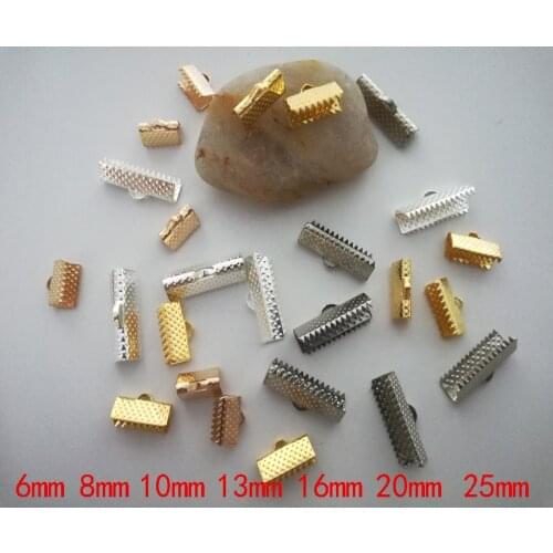 100pcs Crimp beads cove clasps Cord End Caps String ribbon leather clip Foldover Necklace Bracelet Connectors for jewelry making