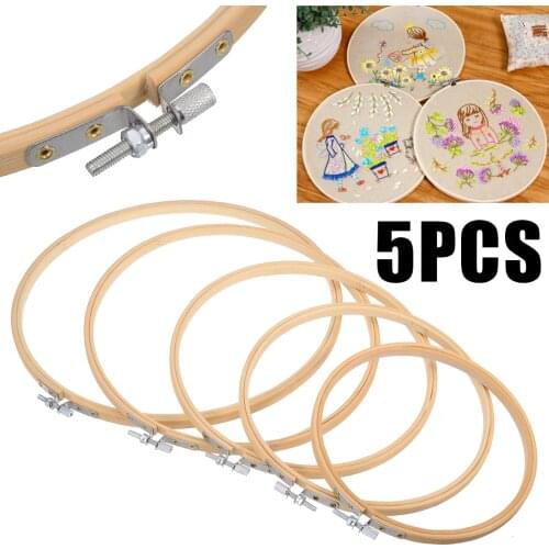 5pcs Durable Embroidery Hoop Set Bamboo Circle Cross Stitch Hoop Ring 15cm-26cm For DIY Sewing Tools
