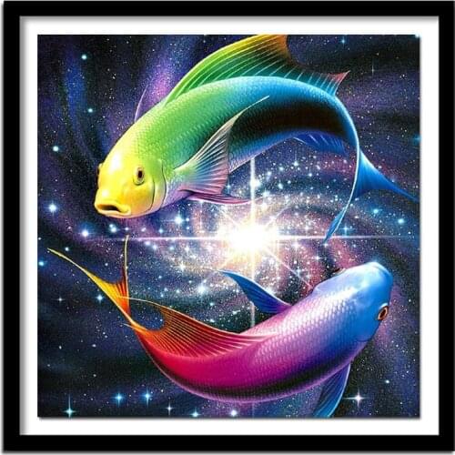 5D Diy Diamond Painting Cross Stitch Colorful fish Diamond sets Full Diamond Embroidery Home Decoration ZB711