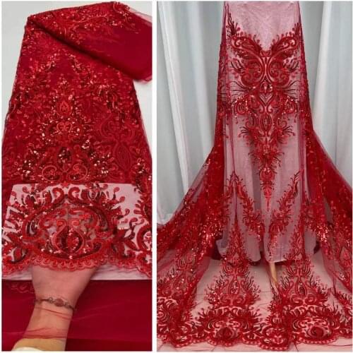 9 colors (5yards/pc) High grade embroidered red beads French net lace with sequins amazing beaded African tulle lace FJY350