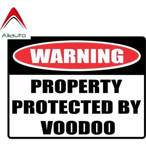 Aliauto Creative Car Sticker Personality WARNING PROPERTY PROTECTED BY VOODOO Accessories PVC Decal for Ford Bmw Opel, 19cm*14cm