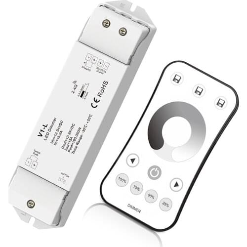New Led Strip Dimmer Controller RF Wireless Remote 12V-24V 15A 360W Output Constant Voltage 5050 3528 Single String Dimming