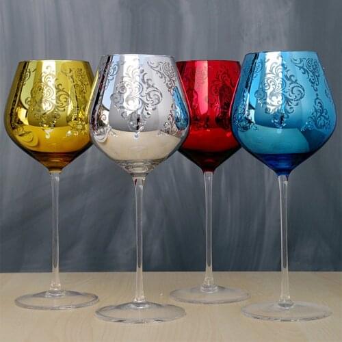 28cm big Creative gift wedding birthday multicolour crystal metal glass goblet red wine cup home hotel decoration craft