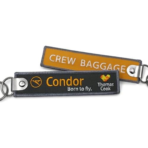 Condor Thomas Cook Born To Fly Crew Baggage Embroidery Fabric Key Chain Aviation Tags