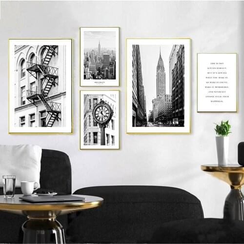 Black White Building Poster New York City Landscape Canvas Print Modern Abstract Wall Art Painting Nordic Picture Home Decor