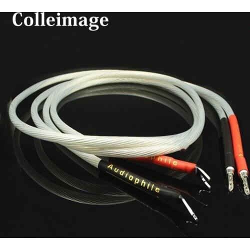 Colleimage Hifi 5N OCC Silver Speaker Cable hifi audio Speaker Wire Speaker Cable Speaker Cable With Banana Y Spade