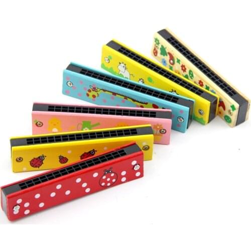 Colorful Educational Musical Wooden Harmonica Toys Baby Music Instrument Toy for Kids Children Gift Randomly Color