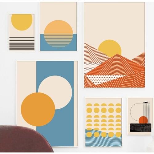 Decorative Painting Abstract Geometric Painting Round Living Room Canvas Painting Triangle Streamlined Decorative Painting Home