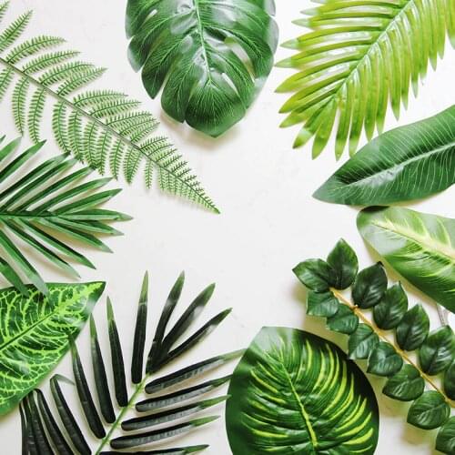 Home Garden Decoration Artificial Plastic Monstera Leaves Palm Tree Leaves Photography DIY Accessories Fake Plants