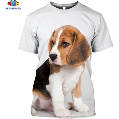 SONSPEE Men Women T Shirts Animal Dog Beagle 3D Print Casual Hip Hop Short Sleeve Funny O Neck Tees Tops Streetwear Unisex