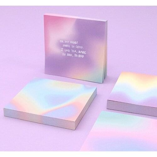 Gradient Color Watercolor Laser Square Note Book Learning Office Note Paper Message Note Pad