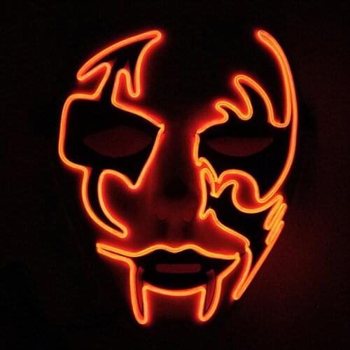 Halloween Glowing Vampire Mask Light Up Costume Decor Horror EL Wire Mask