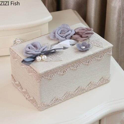 Cotton Twist Tissue Box Floral Decorative Removable Tissue Boxes Dinner Table Napkin Holder Paper Towel Organizer Box Home Decor