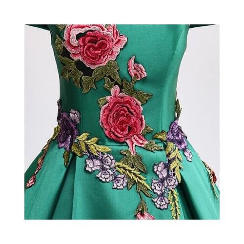 Carnival green flower embroidery waist princess cosplay wonderland medieval dress Renaissance gown queen Victoria Belle Ball