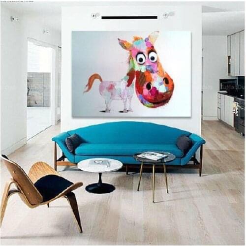 Donkey Oil painting Canvas Cartoon Artwork Donkey Oil Painting for Living Room Wall Decor Hand Painted Canvas Wall Art Wholesale