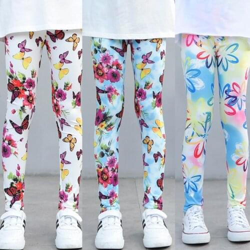 Girls' leggings Spring Summer Girls Leggings Baby Flower Printed baby pants children kids clothes Soft elastic 2-9years old
