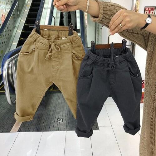 2020 summer childrens clothing new boys and girls fashion lace-up cotton stretch all-match casual pants