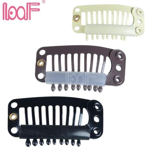 LOOF 100pcs Wig Clips 32mm 9 Teeth Snap Clips For Hair Extensions Tools 3 Colors Available