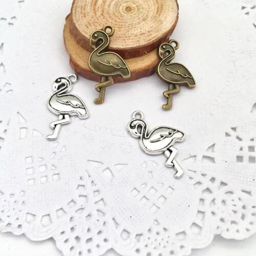 Fashion 10 pcs famingo charms Fit DIY Handmade necklace earring bracelet charms Jewelry Making