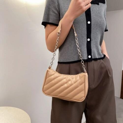 Fashion Chain Handbags for Women 2021 Trend Zipper Shoulder Bag PU Leather Portable Female Rhombic Texture Bag for dropshipping