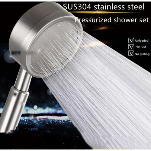 Pressurized Shower Head High Pressure Water Saving Perforated Free Bracket Hose Adjustable Bathroom Accessories Shower Set