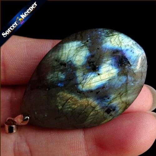 Real Natural Gray Moonstone Raw Gem Stone Ornament Handicraft Rainbow Labradorite DIY Crystal Pendant Necklaces for Gift YS486