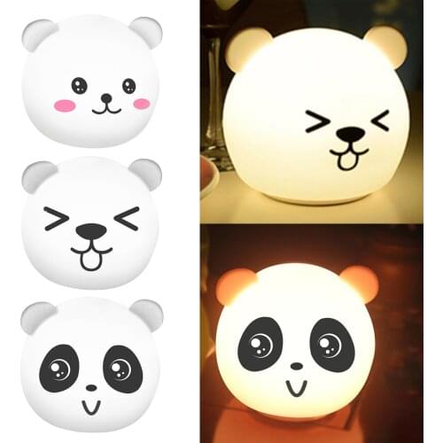 Cute Animal Head Shaped Night Light with Touch Sensor Color Changing Portable Silicone Night Light for Boys Girls Kids Infant