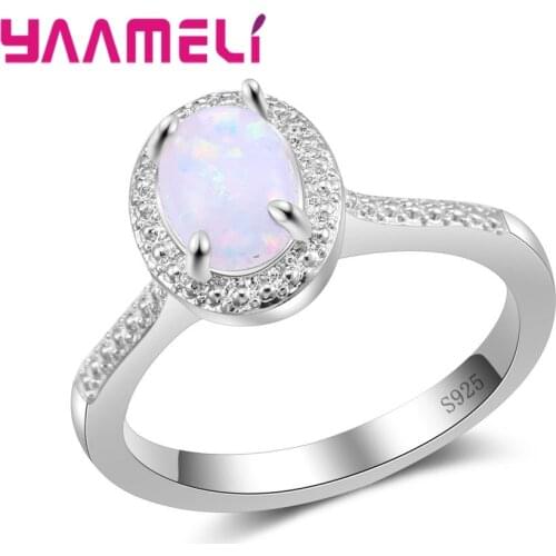 Hot Sale Women Trendy Jewelry White Fire Opal Stone Rings 925 Sterling Silver Summer Style Noble Kunckle Rings Wholesale
