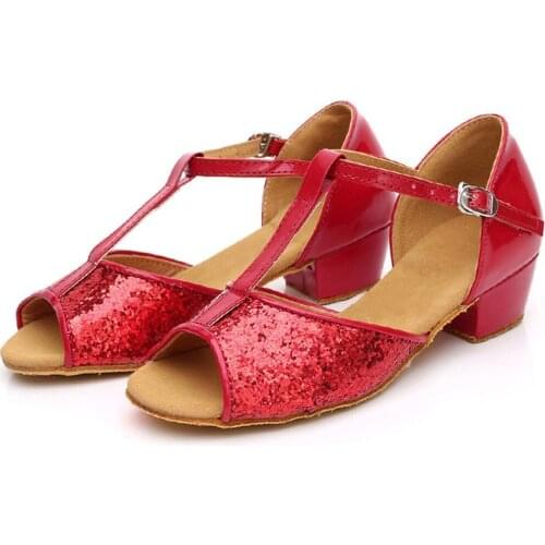 SAGACE sandals girls shoes sandalias Rumba Ballroom Latin Sequins kids sandals sandalia infantil menina Square Dance Shoes 1218