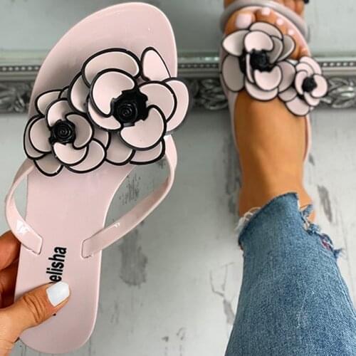 Summer Casual Flip Flops Flowers Women Flat Shoes Comfortable Femme Beach Sandals 36-41 plus size Women Flats Slippers TX110