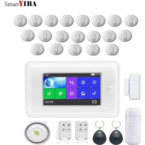 SmartYIBA Touch Screen 4.3 Inch Wireless Wifi GSM GPRS RFID Home Security Burglar Alarm System Smoke Fire Sensor Security Alarm