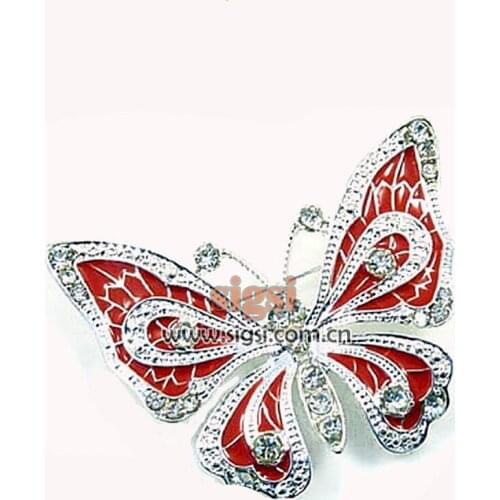 Wedding decorative crystal metal fashion butterfly rhinestone brooch pin