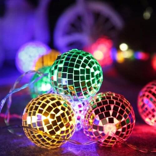 LED String Lights Mirror Ball Diameter 4cm Ballroom Decoration Lights Holiday Lighting Decoration Lantern Decor Hanging Lig