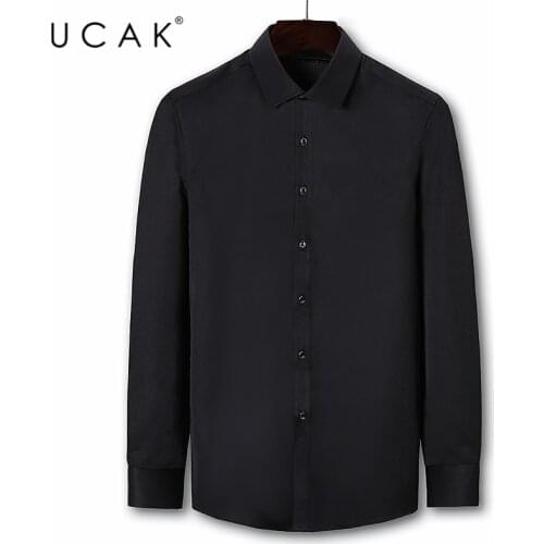 UCAK Brand Casual Long Sleeve Solid Color Shirts Men Clothing 2020 Streetwear Turn-down Collar Shirts Homme Autumn Clothes U6079