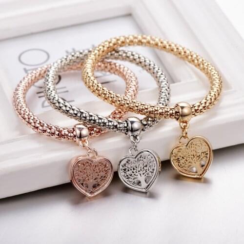 "TREE OF LIFE" Heart edition Charm Bracelets For Women Gold Color Ethnic Love Crystal Bracelets & Bangles Beloved