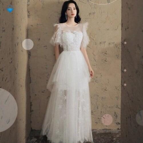 Embroidery Flower Mesh Cheongsam Long Mandarin Collar Qipao Lace Perspective Sleeve Chinese Bridal Dress Retro Lady Vestidos