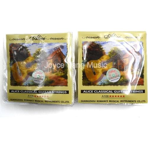 10 Sets of Alice A106-H Clear Nylon Classical Guitar Strings Silver-Plated Copper Alloy Wound Strings 1st-6th Strings Wholesales