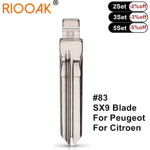 10pcs Metal Uncut Blank Flip Folding Remote Key Blade Replacement Car Blank #83 SX9 Key Blade For Peugeot Citroen Key