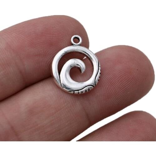 20PCS Antique Silver Plated Wave Charm Pendant Jewelry Making Bracelet Necklace DIY Earrings Accessories Craft