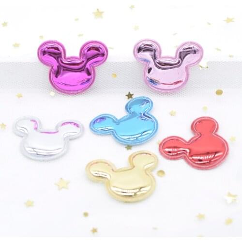 20Pcs 40*31mm PU Leather Padded Patches Mouse Children Hair Decor Headdress Accessories DIY Handmade Materials Appliques H14